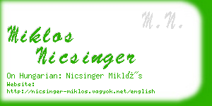 miklos nicsinger business card